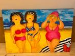 Schilderij “Stevige dames op het strand” w van t hof 2015, Antiek en Kunst, Ophalen