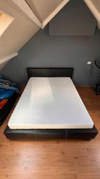 Tweepersoonsbed met lattenbodem, Ophalen, Overige materialen, Gebruikt, Zwart