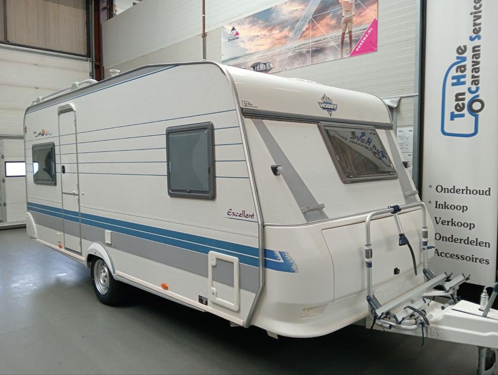 Hobby Excellent 495 UFE met voortent en luifel leuke caravan, Kachel, Hobby, Bedrijf, 6 tot 7 meter