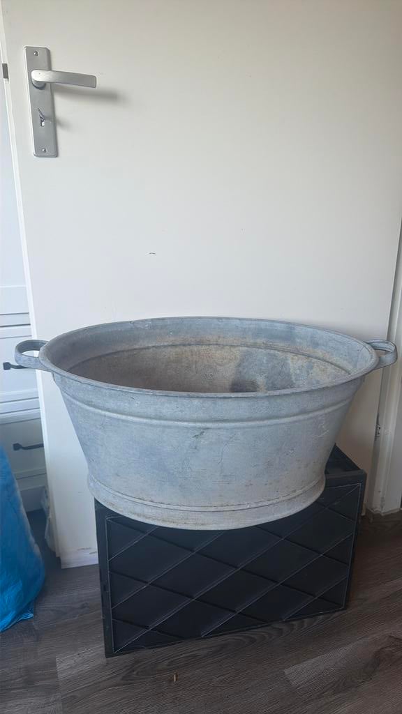 Groot oud zinken teil, Ophalen, Zo goed als nieuw, Metaal, 30 tot 60 cm