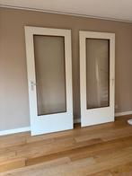 Houten deur met glas, Ophalen, Gebruikt, 80 tot 100 cm, Binnendeur