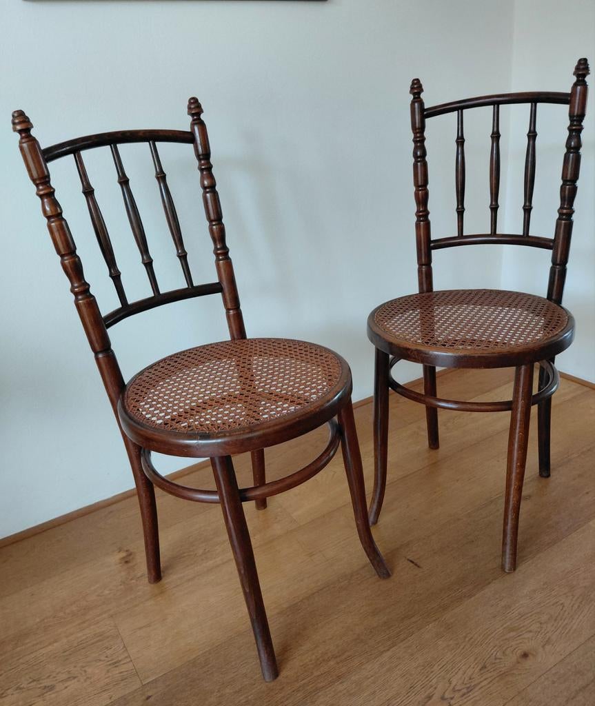 Twee vintage antieken stoelen Mundus Vienna, Ophalen, Gebruikt, Twee, Bruin