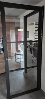 Glazen binnendeur met zwarte omlijsting 88 x 211, Ophalen, 80 tot 100 cm, Binnendeur, 200 tot 215 cm