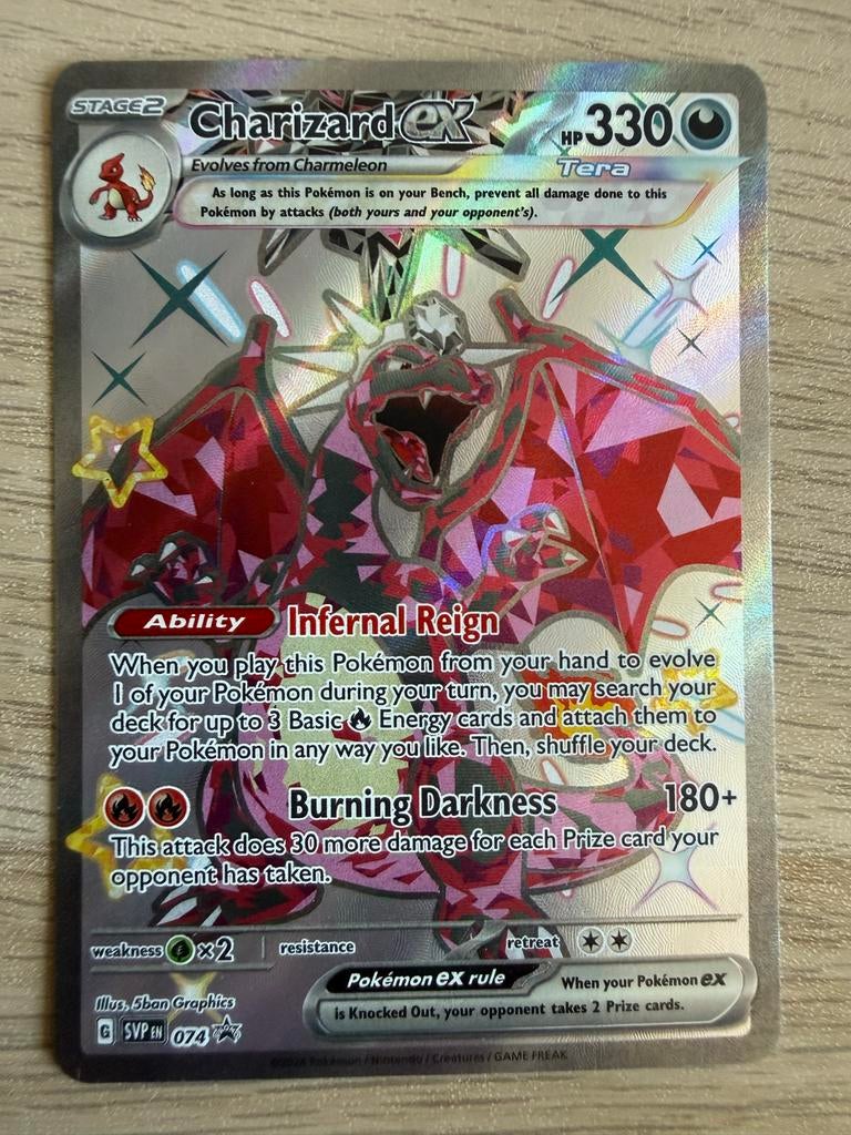Charizard ex Scarlet & Violet Promo 074 Pokémon Kaart, Ophalen of Verzenden, Zo goed als nieuw, Losse kaart, Foil