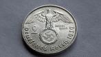 WO2 2 Reichsmark 1939J zilver nazi duitsland., Ophalen of Verzenden, Duitsland, Losse munt, Zilver