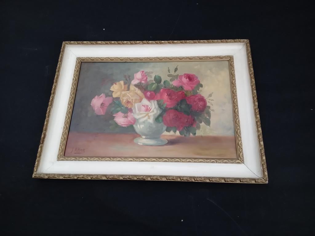 Jan Altink - Bloemstilleven in lijst, Ophalen of Verzenden