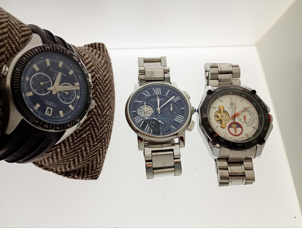 3 horloges tag heuer en Cartier, Ophalen of Verzenden, Zo goed als nieuw, Zwart, Android