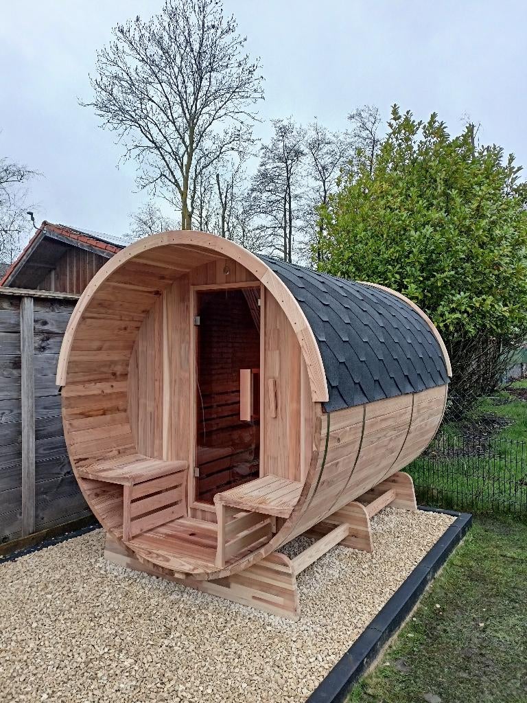 Barrel Sauna Red Cedar TR-310, Gratis sauna installatie!!!, Sport en Fitness, Sauna, Ophalen of Verzenden, Nieuw, Fins of Traditioneel