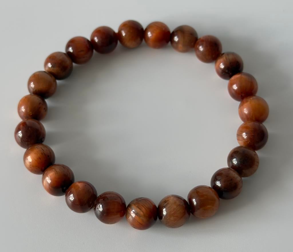 Rode Tijgeroog Armband – Natuursteen Kralen Elastisch, Nieuw, Ophalen of Verzenden, Elastiek, Met edelsteen