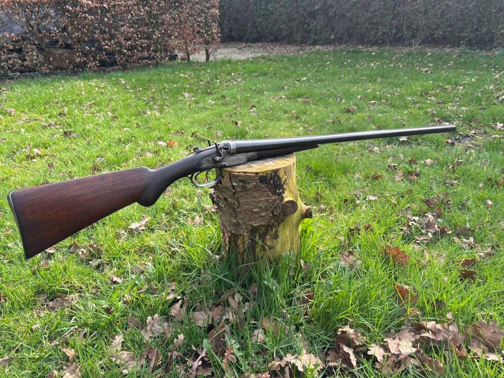 Antiek kaliber 12 dubbelloops jachtgeweer geweer toplever, Ophalen of Verzenden