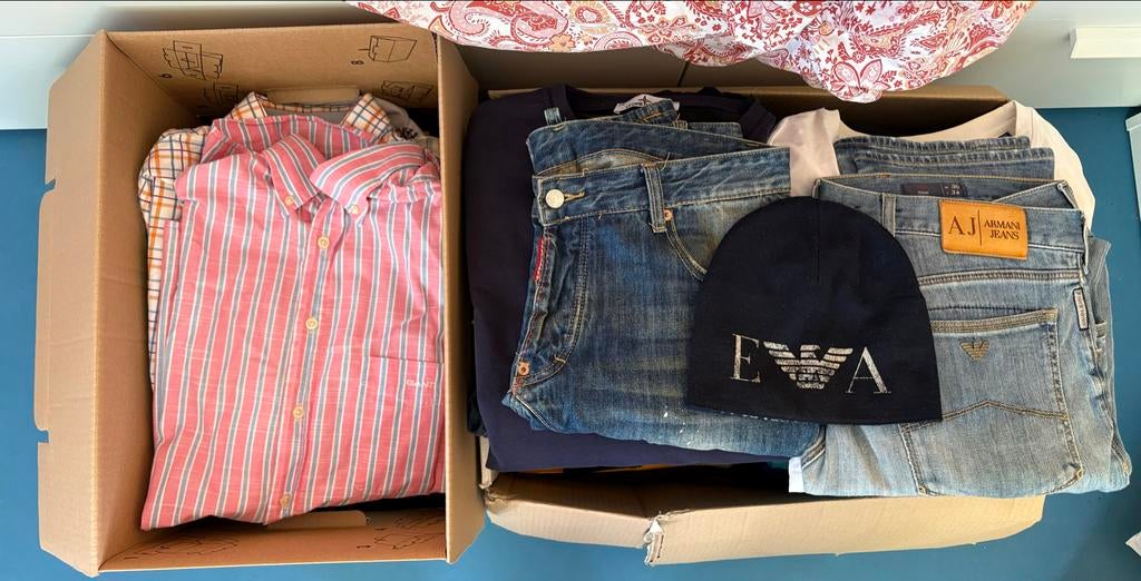 Bulk: 62 merkkleding items, goede staat, Overige kleuren, Kleding, Overige jeansmaten, Ophalen of Verzenden