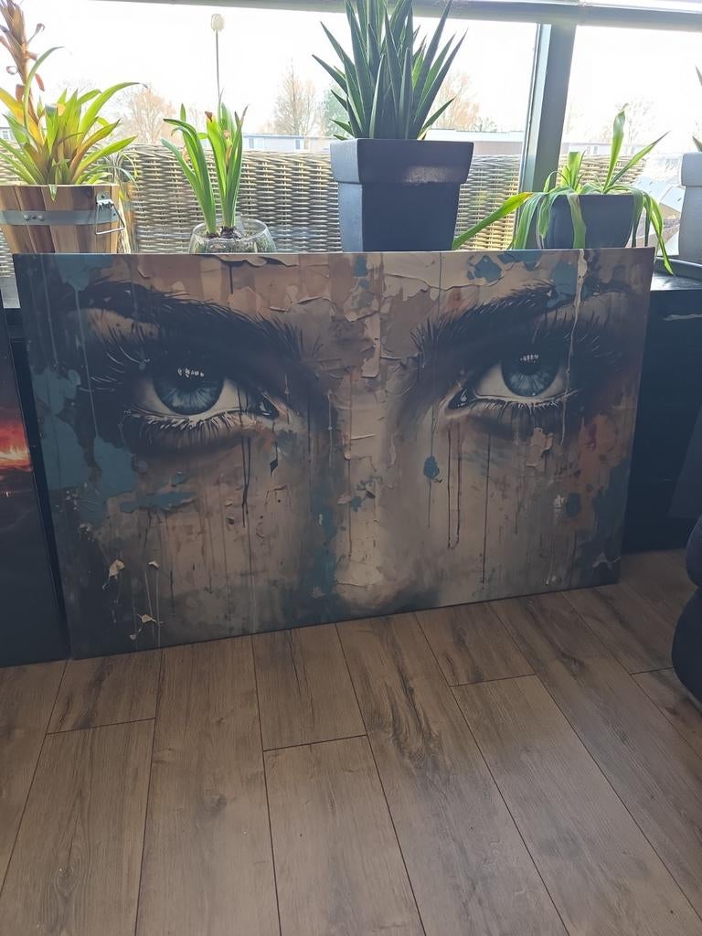 Canvas schilderij ogen op houtframe 80x120, Ophalen