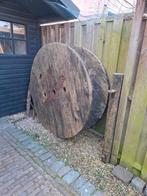 Unieke houten lounge tafel van kabelhaspel, Ophalen, Gebruikt, Rond