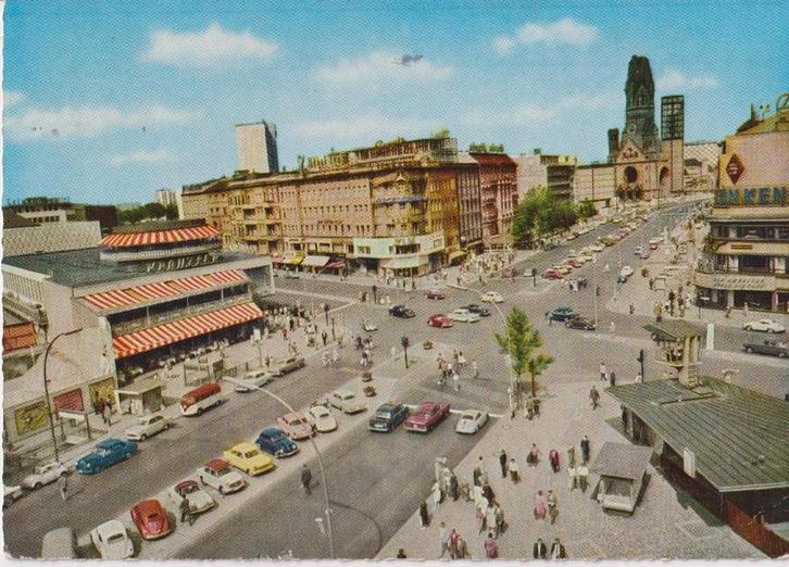 Duitsland, Berlijn met auto's, VW Karmann Ghia, Porsche 356, Verzamelen, Ansichtkaarten | Buitenland, Gelopen, Duitsland, 1940 tot 1960