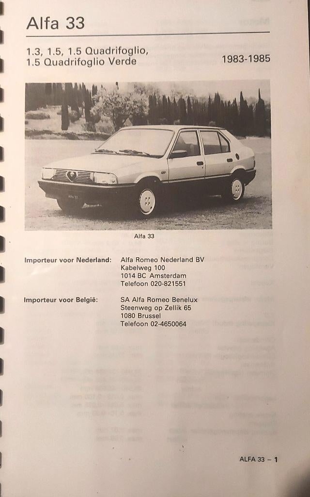 Alfa Romeo 33  1,5 Quadrifoglio 1983-1985 specificaties, Verzenden