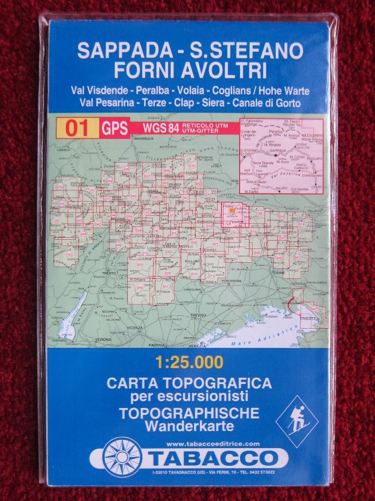Tabacco Wanderkarte 01 Sappada - Stefano Forni Avoltri, 2008, Boeken, Atlassen en Landkaarten, Verzenden, 2000 tot heden, Italië