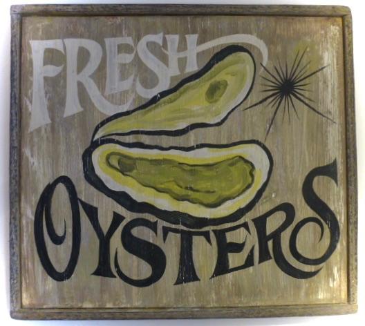 Handgeschilderd oester bord/garnaal/viswinkel/reclame/kreeft, Minder dan 50 cm, Oorspronkelijke maker, Nieuw, DeKameraadschap