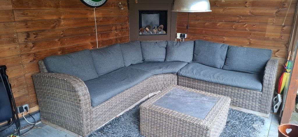 Lounge set compleet 270270 cm, Ophalen, Zo goed als nieuw, Wicker