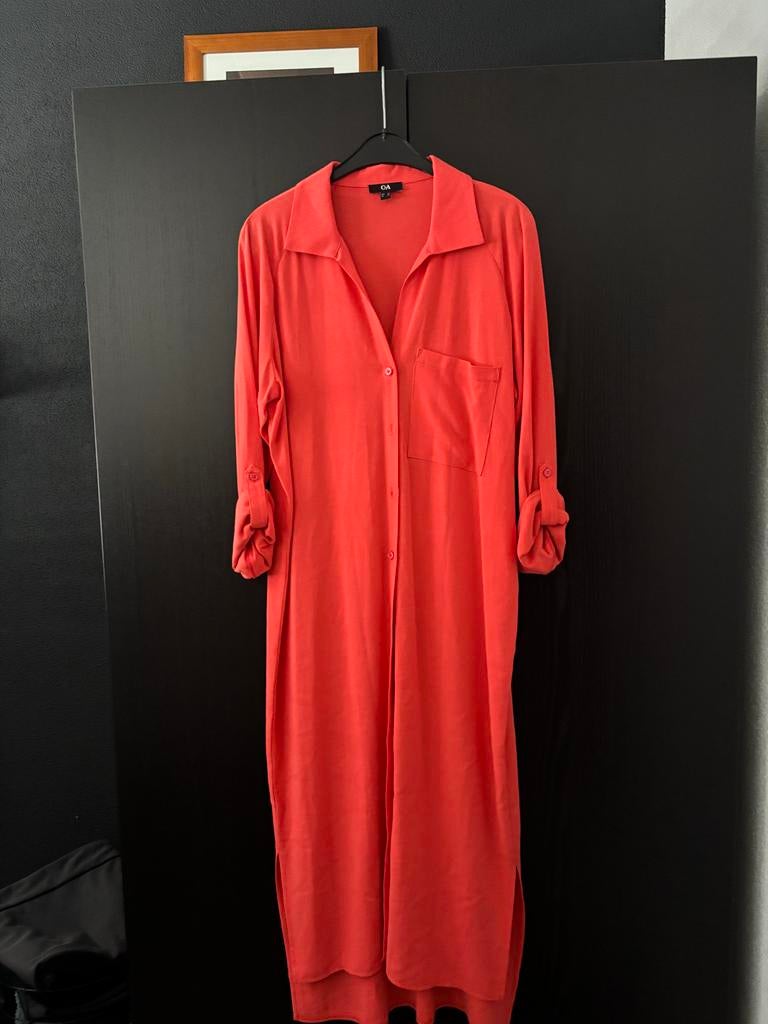 Mooie lange Oranje / rode  C&A Jurk Maat M. Nieuw, Kleding | Dames, Jurken, Zo goed als nieuw, Maat 38/40 (M), Oranje, Onder de knie