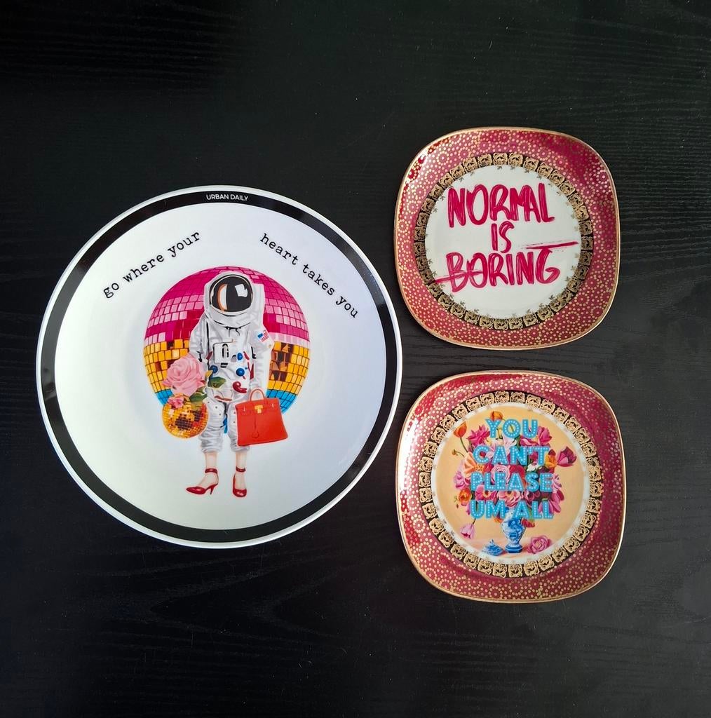 Unieke, handgemaakte wandbordjes – elk stuk is one of a kind, 22 cm, Meerkleurig, Nieuw, Steen/keramiek