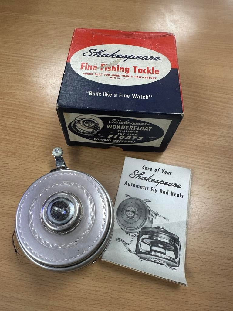 Shakespeare Wonderfloat vliegvis reel met doos en boekje, Watersport en Boten, Gebruikt, Shakespeare, Molen, Gi
