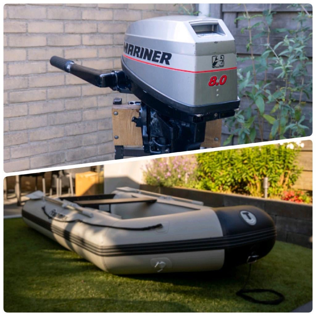 Talamex qlx 300 rubberboot met mariner/mercury 8 pk 2 takt, Watersport en Boten, Ophalen, Aluminium, Zo goed als nieuw, Benzine