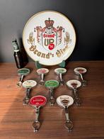 Brand bier groot vintage bord plus verzameling taplenzen, Verzamelen, Ophalen of Verzenden, Gebruikt, Reclamebord, Plaat of Schild