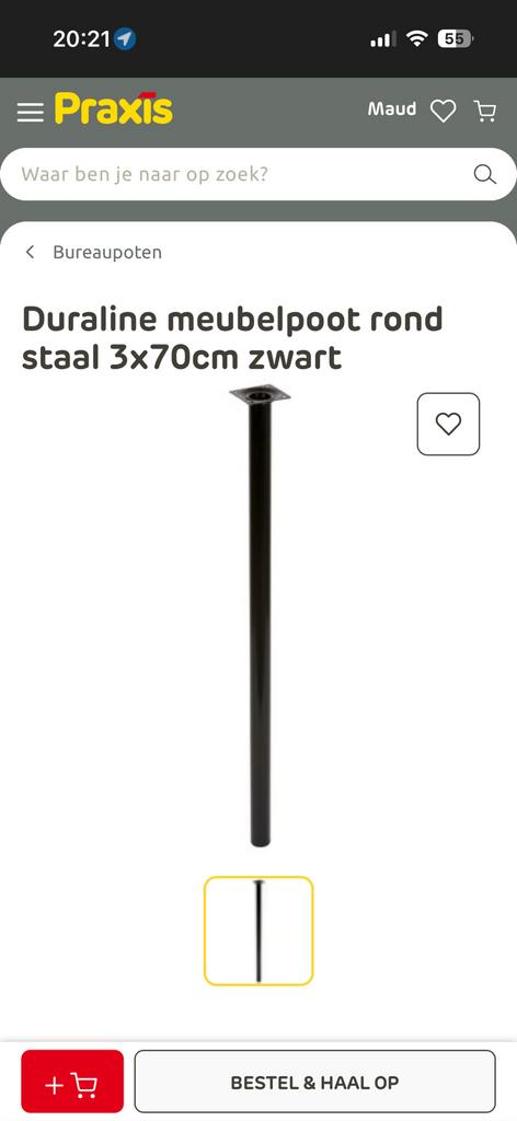 6x Duraline zwarte metalen tafelpoten 70cm, Ophalen, Tafelpoot, Minder dan 50 cm, 50 tot 100 cm