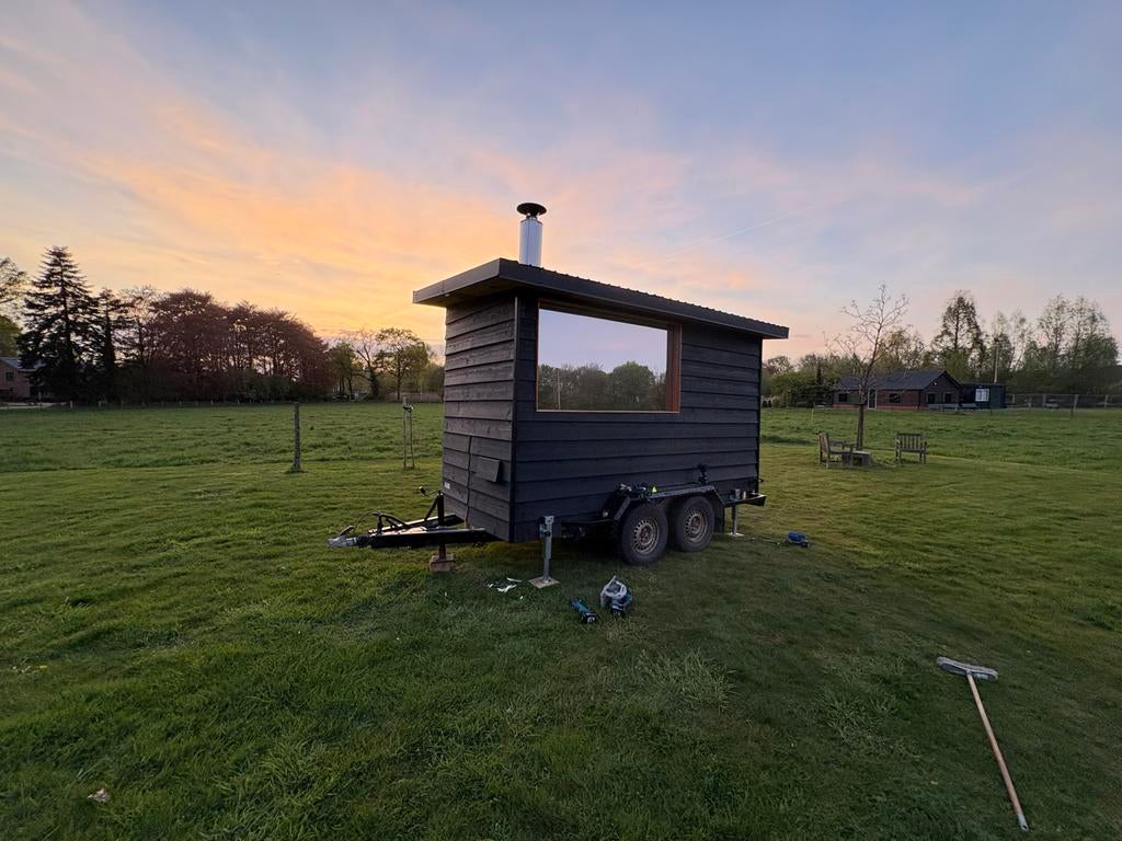 Mobiele Sauna op Maat - Fins Houtgestookt, Sport en Fitness, Sauna, Ophalen, Zo goed als nieuw, Fins of Traditioneel, Complete sauna