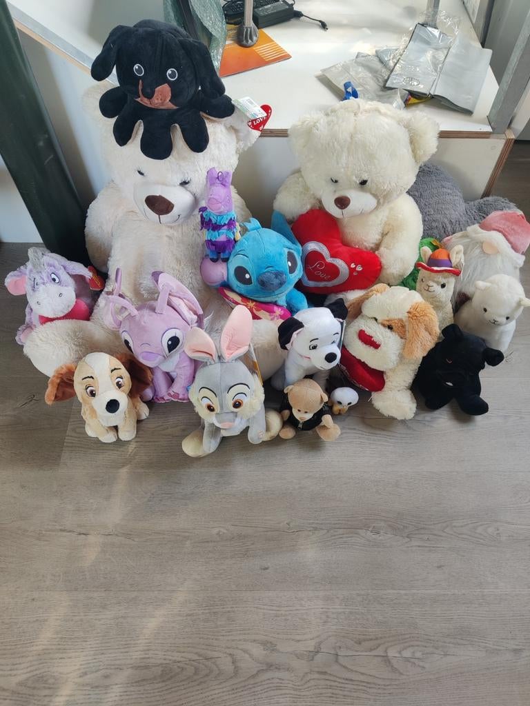 Diverse knuffels 1 koop +-19 stuks, Ophalen, Gebruikt, Overige merken, Overige karakters