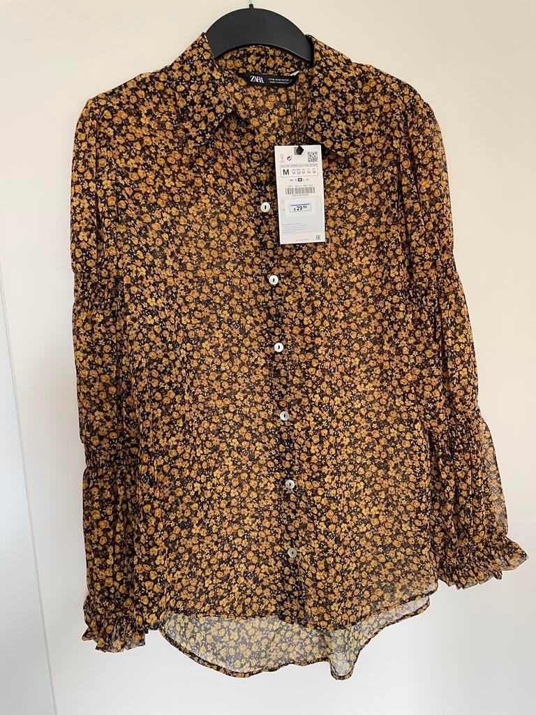 Nieuw m prijskaartje zwart met geel blousje van Zara maat M, Kleding | Dames, Blouses en Tunieken, Ophalen of Verzenden, Nieuw