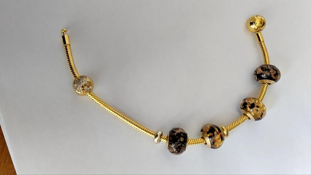 Pandora armband gemerkt ale Murano 14 Karaat  goud 585, Sieraden, Tassen en Uiterlijk, Armbanden, Ophalen of Verzenden, Zo goed als nieuw