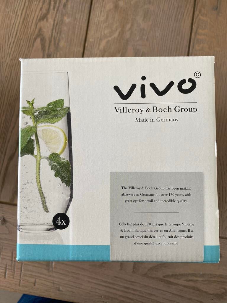Set van 4 Villeroy & Boch longdrink glazen - NIEUW, Glas of Glazen, Ophalen of Verzenden, Effen, Glas