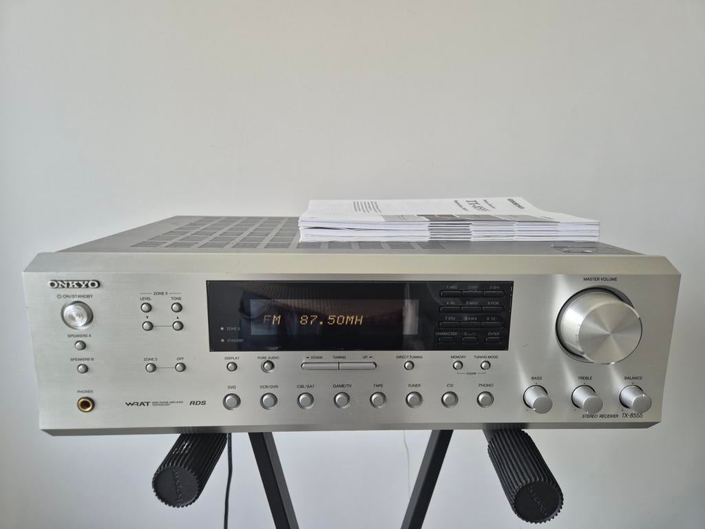 Onkyo TX-8555 Stereo Receiver - Zilver, Gebruikt, Ophalen of Verzenden, 60 tot 120 watt, Stereo