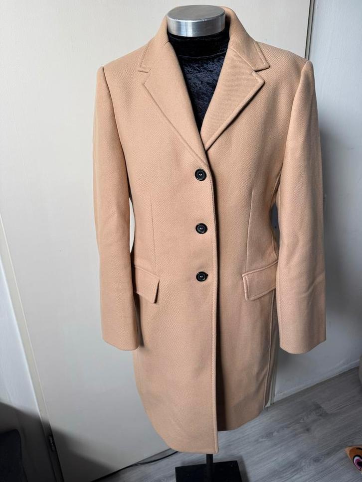 Zara Manteco Jas Beige - Stijlvolle Wollen Jas, Kleding | Dames, Jassen | Winter, Zo goed als nieuw, Maat 42/44 (L), Beige, Ophalen of Verzenden