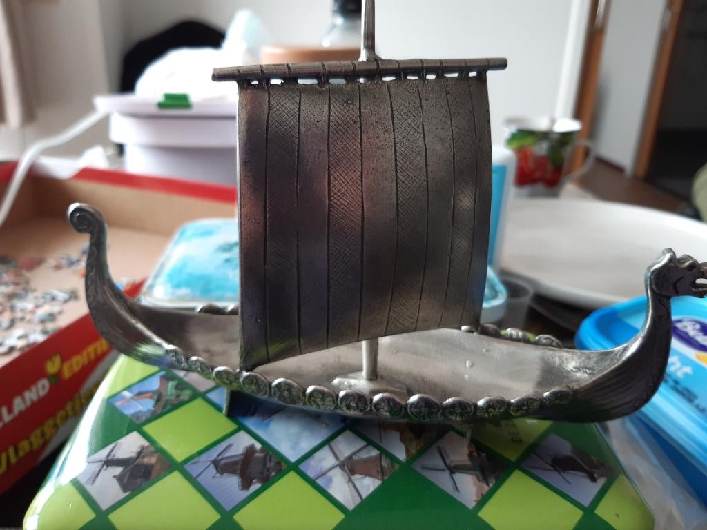 Tinnen vikingschip, Antiek en Kunst, Antiek | Tin, Ophalen of Verzenden