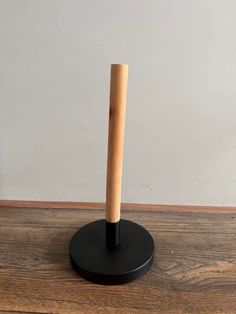 Keukenrol houder zwart met hout, Ophalen of Verzenden, Zo goed als nieuw, Zwart