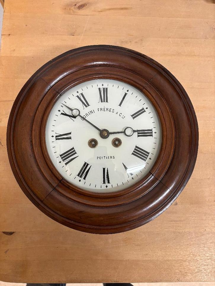 Antieke Schoolklok, diameter 30 cm, Antiek en Kunst, Antiek | Klokken, Ophalen