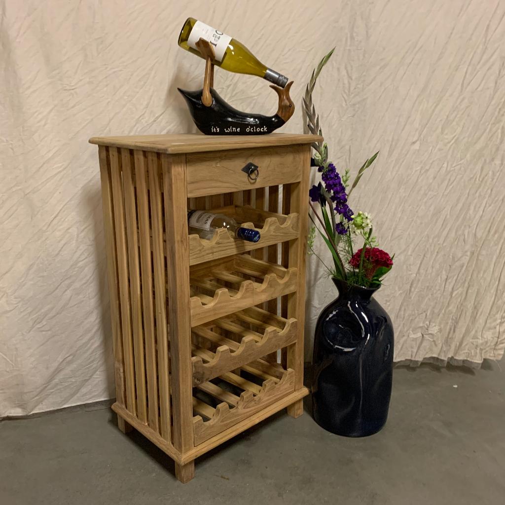 Wijnkast met 5 lades - massief teak - Nieuw bij TTM Wonen, Huis en Inrichting, TTM Wonen, Meubels – (Perzische) Tapijten en Woonaccessoires
