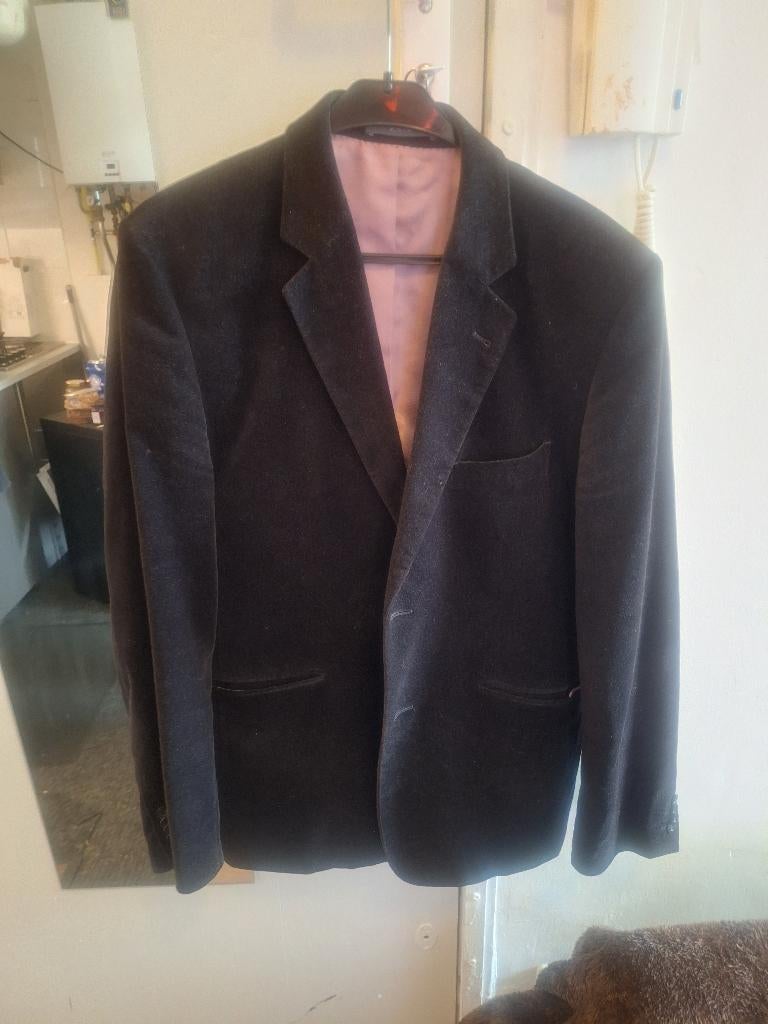 Elegante zwarte suede Italiaanse herencolbert, maat 54, Kleding | Heren, Ophalen of Verzenden, Zo goed als nieuw, Maat 52/54 (L)