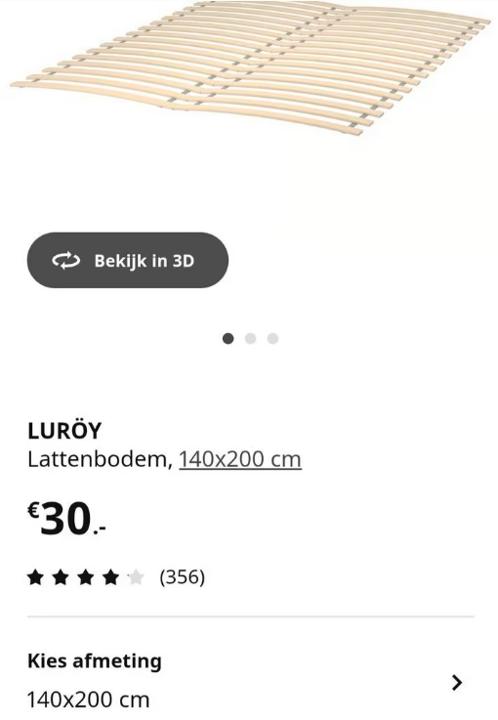 LURÖY Lattenbodem 140x200 cm IKEA, Huis en Inrichting, Slaapkamer | Matrassen en Bedbodems, Ophalen, Tweepersoons, 140 cm, Zo goed als nieuw
