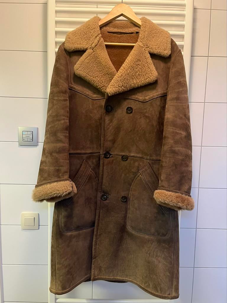 Luxe 100% Sheepskin Trenchcoat met UGG Onderhoudsspray, Kleding | Heren, Jassen | Winter, Ophalen of Verzenden, Gedragen, Bruin