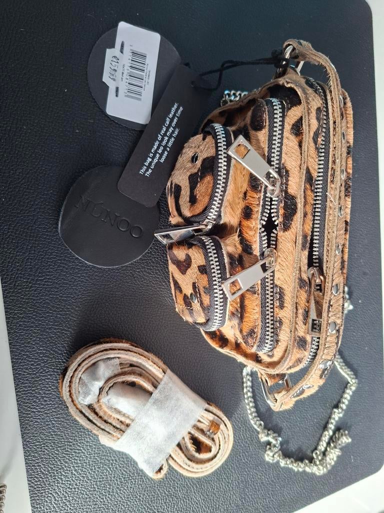 NÚNOO Leopard Crossbody Tas - Nieuw met labels, Overige merken, Bruin, Nieuw, Ophalen of Verzenden