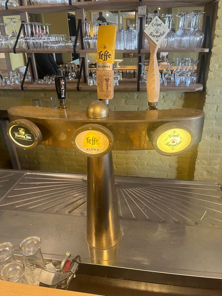 Biertapinstallatie, messing 3-taps tapzuilen, biertapkoeler, Witgoed en Apparatuur, Thuistaps, Ophalen, Gebruikt, Overige merken