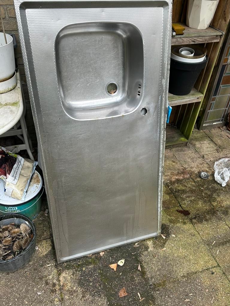 Roestvrijstalen aanrecht met wasbak, Huis en Inrichting, Ophalen, Gebruikt, 50 tot 100 cm, Minder dan 100 cm