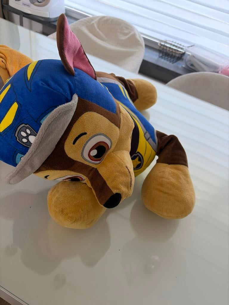 Grote Paw Patrol knuffel - Chase, Blauw, Zo goed als nieuw, Middelgroot (20 tot 80 cm), Paw Patrol