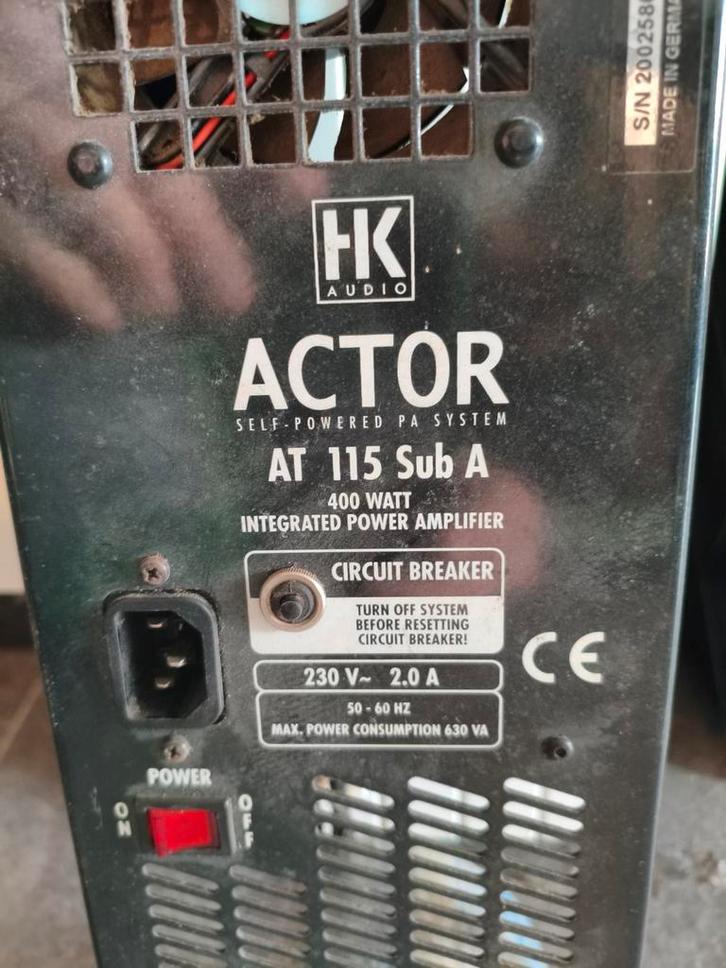 HK Audio ACTOR AT 115 Sub A - 400 Watt PA Systeem, Audio, Tv en Foto, Luidsprekers, Gebruikt, Overige merken, Ophalen