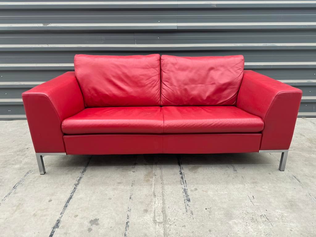 Rood Leren Montèl 2-Zits in erg goede staat, Huis en Inrichting, Montèl, Design, Tweepersoons, Ophalen of Verzenden