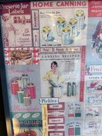 Vintage Ingelijste Amerikaanse Etiketten Poster, Reclamebord, Cornwall Vintage, Gebruikt, Cornwallantiques@hotmail.com