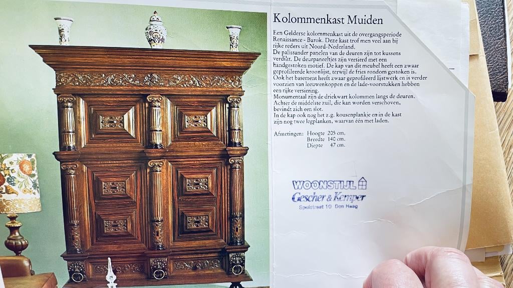 Zeer mooie Gelderse kolommenkast, Ophalen